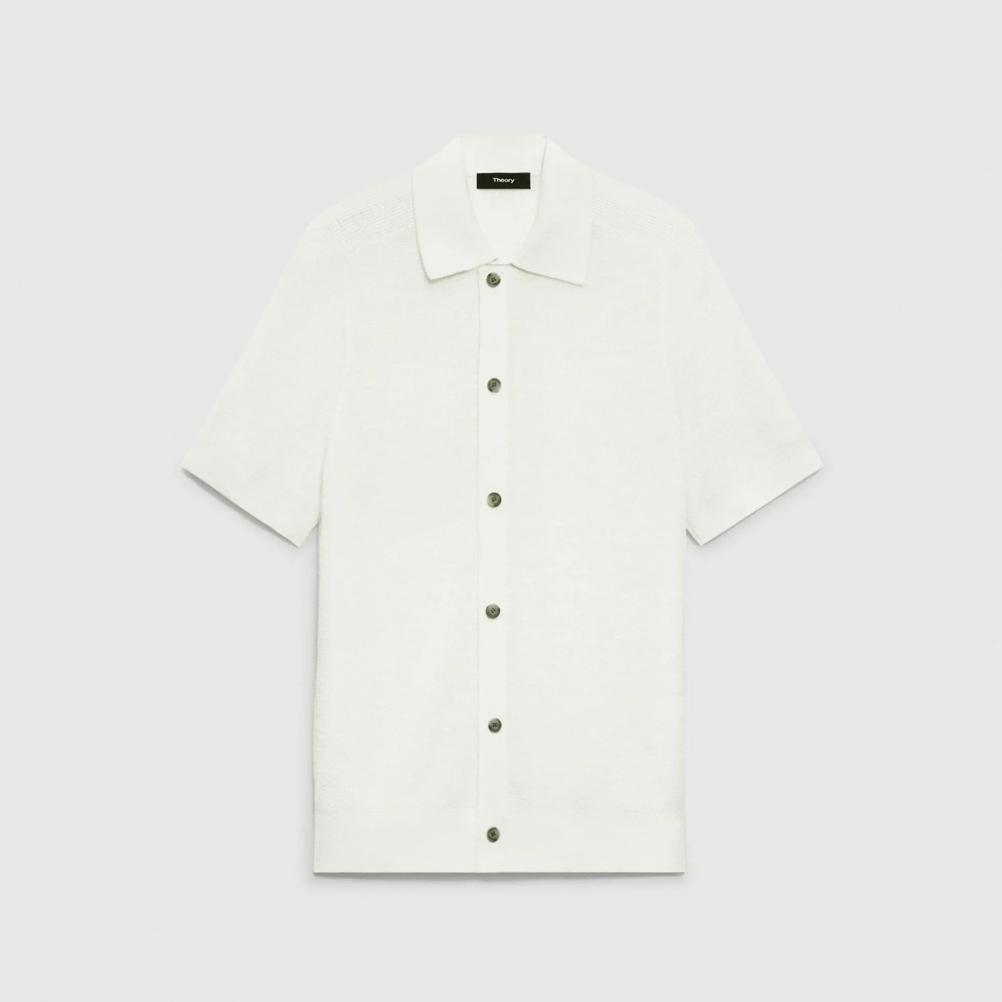 Short-Sleeve Button-Up Shirt in Pacific Linen