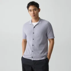Short-Sleeve Button-Up Shirt in Light Bilen
