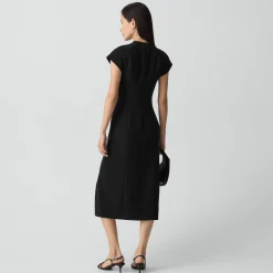 Short-Sleeve Midi Dress in Admiral Crepe