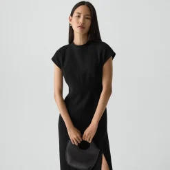 Short-Sleeve Midi Dress in Admiral Crepe