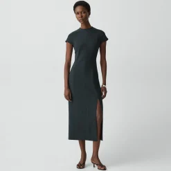Short-Sleeve Midi Dress in Admiral Crepe