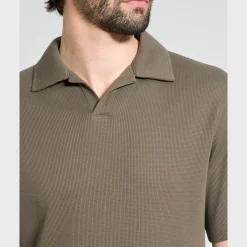 Short-Sleeve Polo Shirt in Waffle-Knit Cotton