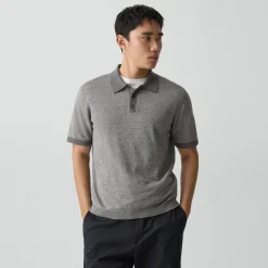 Short-Sleeve Polo Shirt in Silk Linen