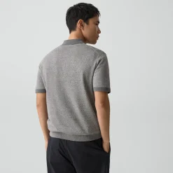 Short-Sleeve Polo Shirt in Silk Linen