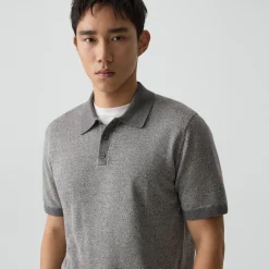 Short-Sleeve Polo Shirt in Silk Linen