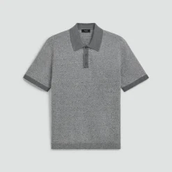 Short-Sleeve Polo Shirt in Silk Linen