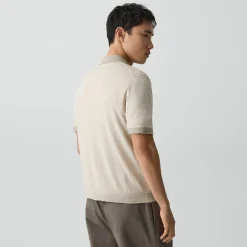 Short-Sleeve Polo Shirt in Silk Linen