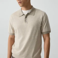 Short-Sleeve Polo Shirt in Silk Linen
