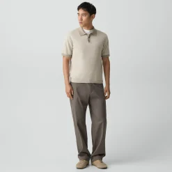 Short-Sleeve Polo Shirt in Silk Linen