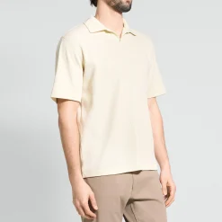 Short-Sleeve Polo Shirt in Waffle-Knit Cotton
