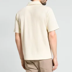 Short-Sleeve Polo Shirt in Waffle-Knit Cotton