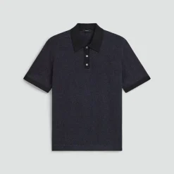 Short-Sleeve Polo Shirt in Silk Linen