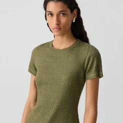 Shrunken Crewneck Tee in Ribbed Cotton-Blend