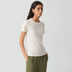 Shrunken Crewneck Tee in Ribbed Cotton-Blend