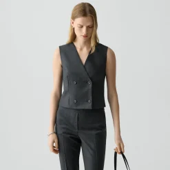 Shrunken Double-Breasted Vest in Sleek Flannel