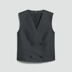 Shrunken Double-Breasted Vest in Sleek Flannel