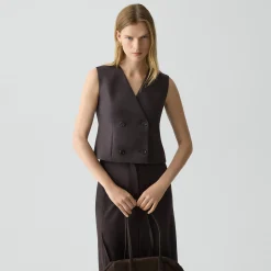 Shrunken Double-Breasted Vest in Sleek Flannel