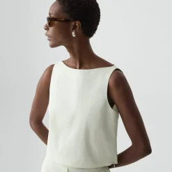 Sleeveless Boatneck Top in Good Linen