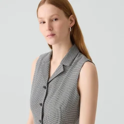 Sleeveless Shirt Dress in Wool-Blend Twist