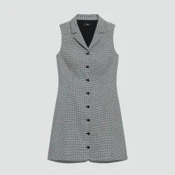 Sleeveless Shirt Dress in Wool-Blend Twist