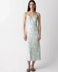 Slip Dress in Floral Satin Georgette