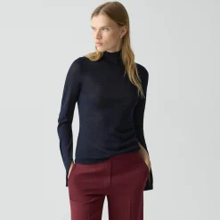 Slit Sleeve Turtleneck Sweater in Wool-Viscose
