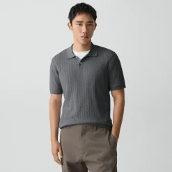 Soris Cable-Knit Polo Shirt in Light Bilen