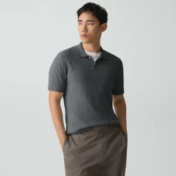 Soris Cable-Knit Polo Shirt in Light Bilen