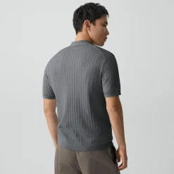Soris Cable-Knit Polo Shirt in Light Bilen