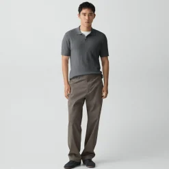 Soris Cable-Knit Polo Shirt in Light Bilen