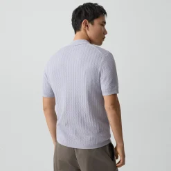 Soris Cable-Knit Polo Shirt in Light Bilen