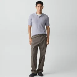 Soris Cable-Knit Polo Shirt in Light Bilen