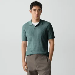 Soris Cable-Knit Polo Shirt in Light Bilen