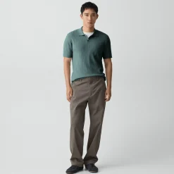 Soris Cable-Knit Polo Shirt in Light Bilen