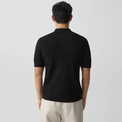 Soris Cable-Knit Polo Shirt in Light Bilen
