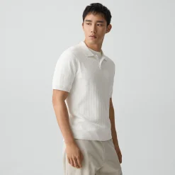 Soris Cable-Knit Polo Shirt in Light Bilen