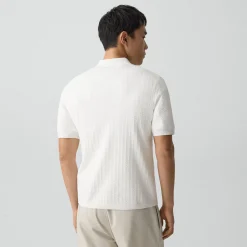 Soris Cable-Knit Polo Shirt in Light Bilen