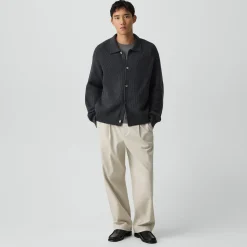 Textured Cardigan in Cotton Silk Slub