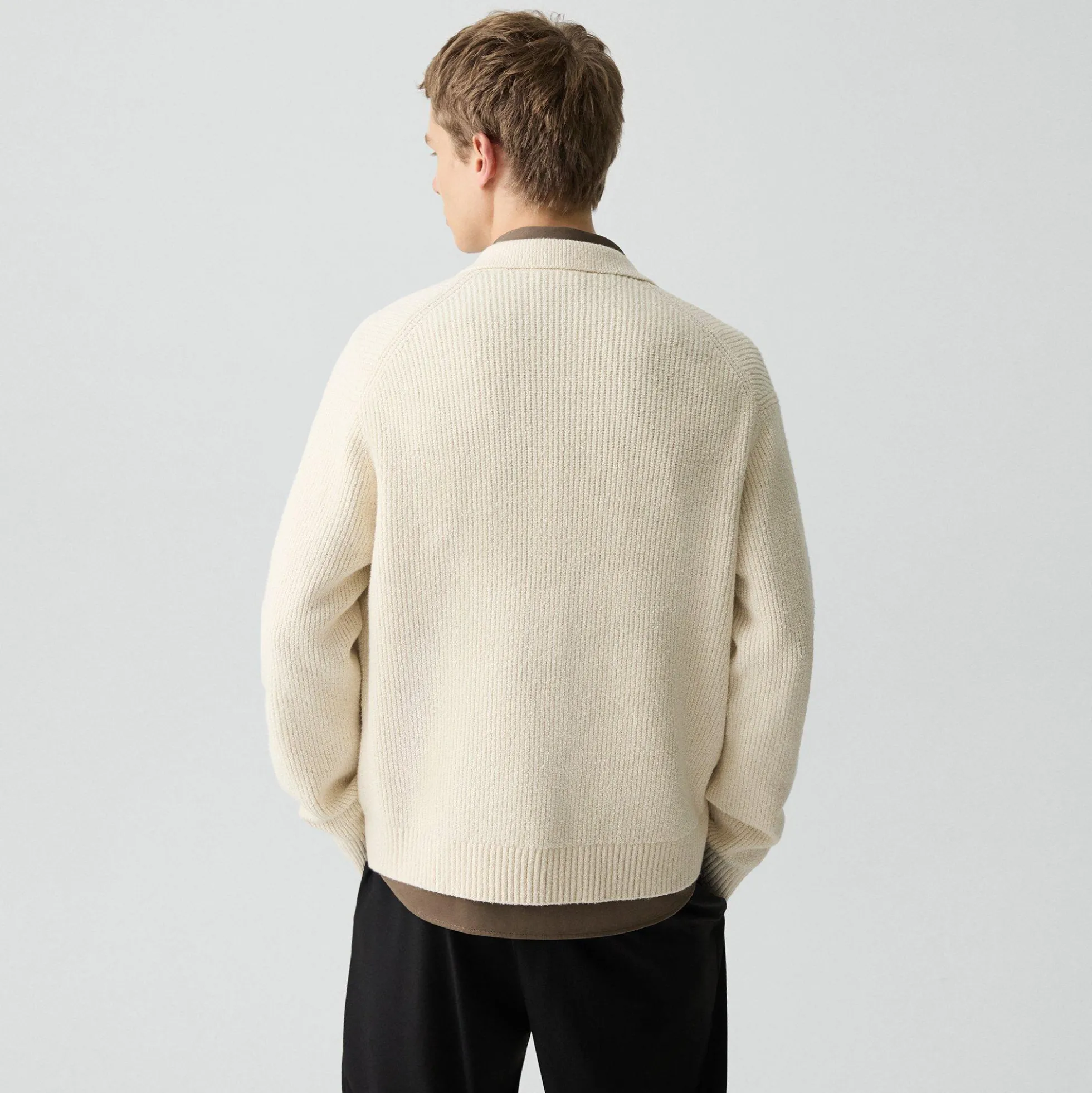 Textured Cardigan in Cotton Silk Slub