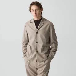 Three-Button Blazer in Cashmere-Blend Flannel