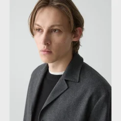 Three-Button Blazer in Cashmere-Blend Flannel
