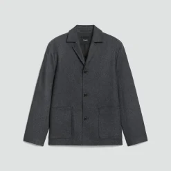 Three-Button Blazer in Cashmere-Blend Flannel