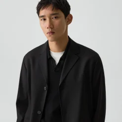 Three-Button Blazer in Stretch Wool