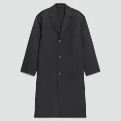Three-Button Coat in Twill Blend