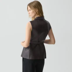 Tie Waist Vest in Sleek Leather