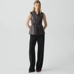 Tie Waist Vest in Sleek Leather