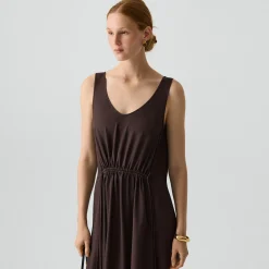 Tie-Waist Tank Dress in Washed Twill