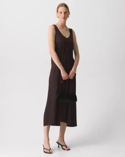 Tie-Waist Tank Dress in Washed Twill