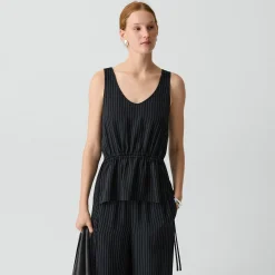 Tie-Waist Tank Top in Washed Stripe
