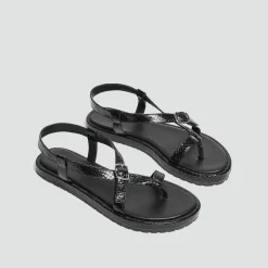 Toe Ring Sandal in Embossed Leather